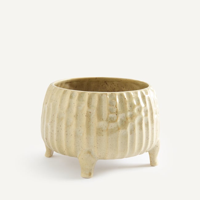 Cache-pot, en céramique brillante, hauteur 12,5 cm, ZIRA Couleur taupe <span itemprop=