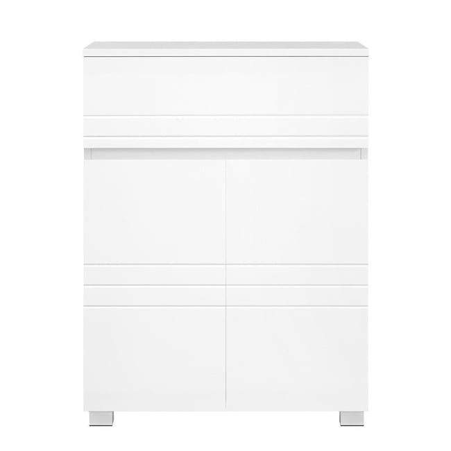 Petit meuble de rangement 1 tiroir et 2 portes blanc laqué - H80 cm Couleur blanc <span itemprop=