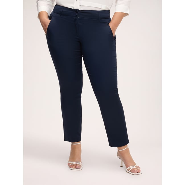 Pantalon New York stretch bleu <span itemprop=