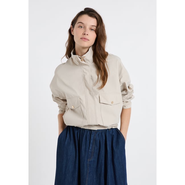 Blouson col montant MOON lin <span itemprop=