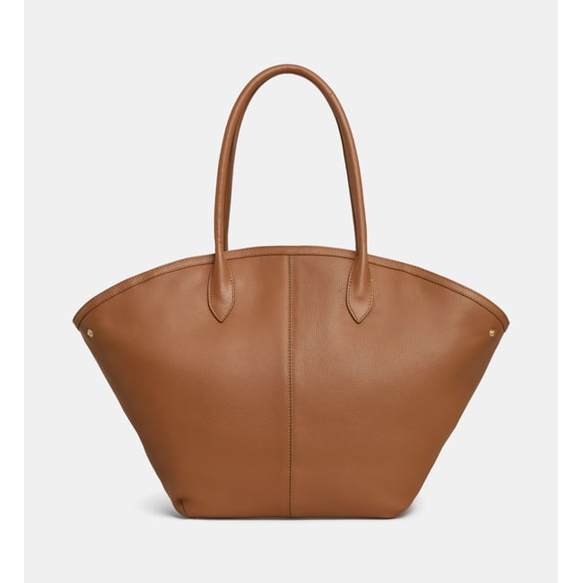 Sac cabas judith en cuir grainé camel <span itemprop=
