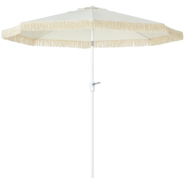Parasol inclinable de jardin style bohème à franges polyester - OUTSUNNY