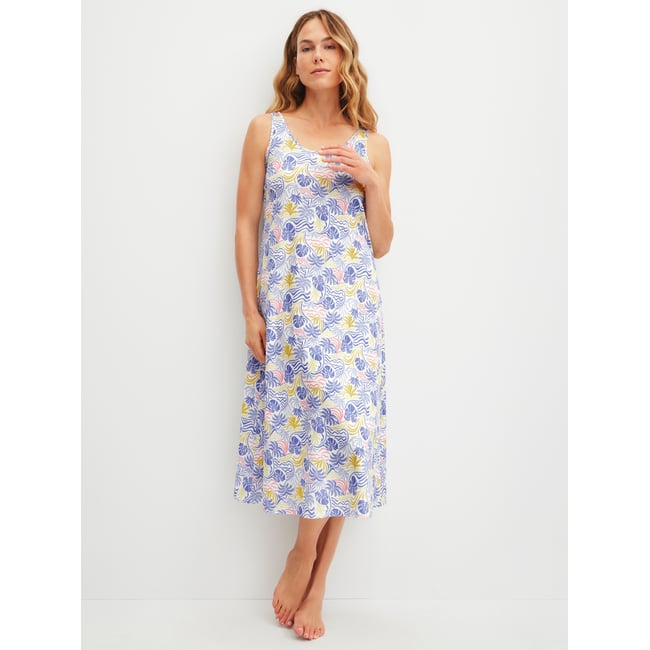 Chemise de nuit, longueur 125 cm sans manches Coton COASTAL DREAMS persian jewel <span itemprop=