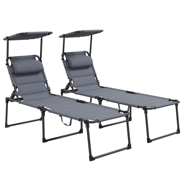 Ensemble de chaises longues Tissu Oxford Gris - OUTSUNNY