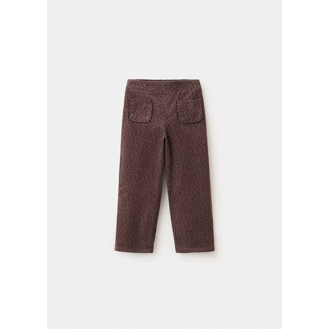 Pantalon velours côtelé à pois marron <span itemprop=