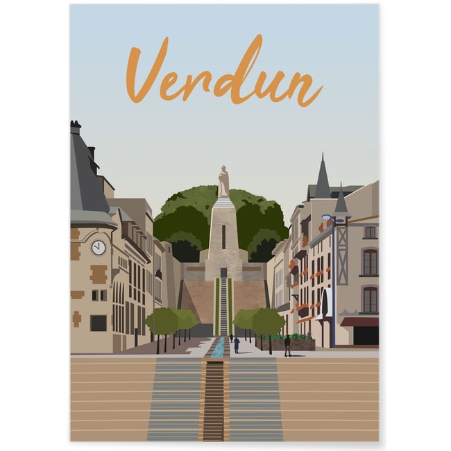 Affiche ville Verdun Couleur blanc <span itemprop=