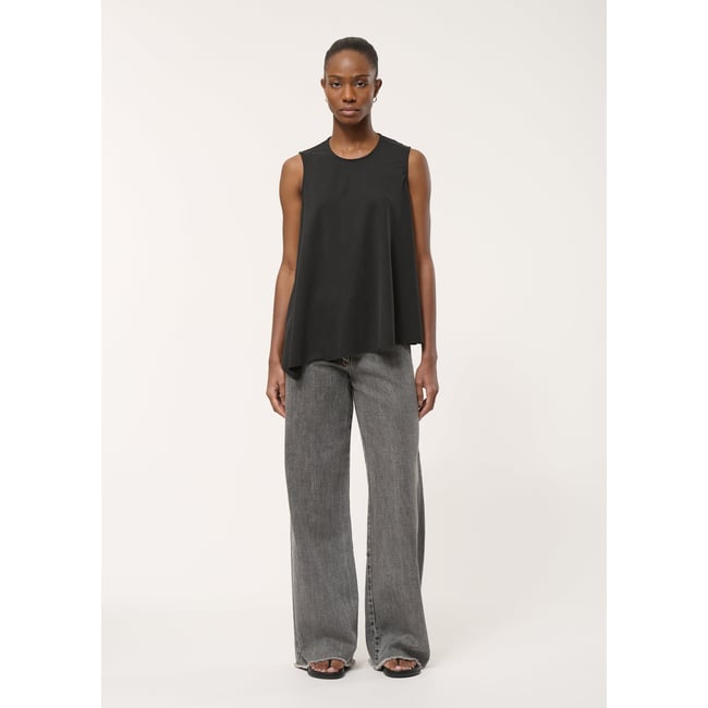 Débardeur loose asymétrique en jersey noir <span itemprop=