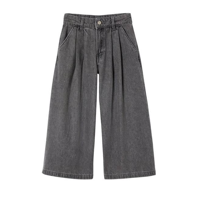 Jean large à pinces denim gris <span itemprop=