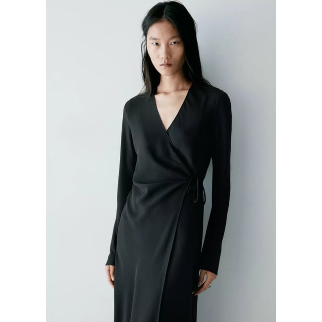 Robe cache-cœur nœud noir <span itemprop=