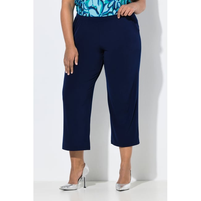 Pantalon 7/8 en jersey marine <span itemprop=