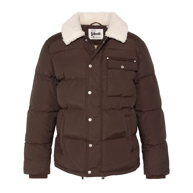 Blouson matelassé, col en sherpa, BAXTON marron <span itemprop=