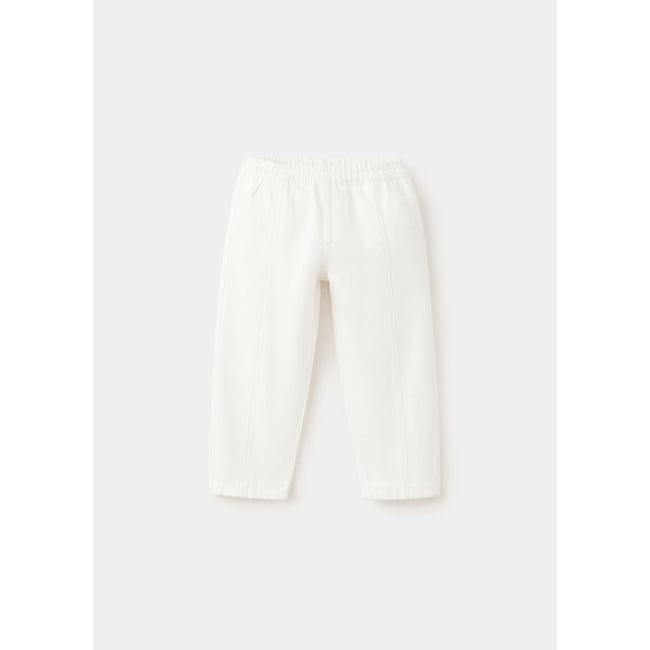 Pantalon droit coton blanc cassé <span itemprop=