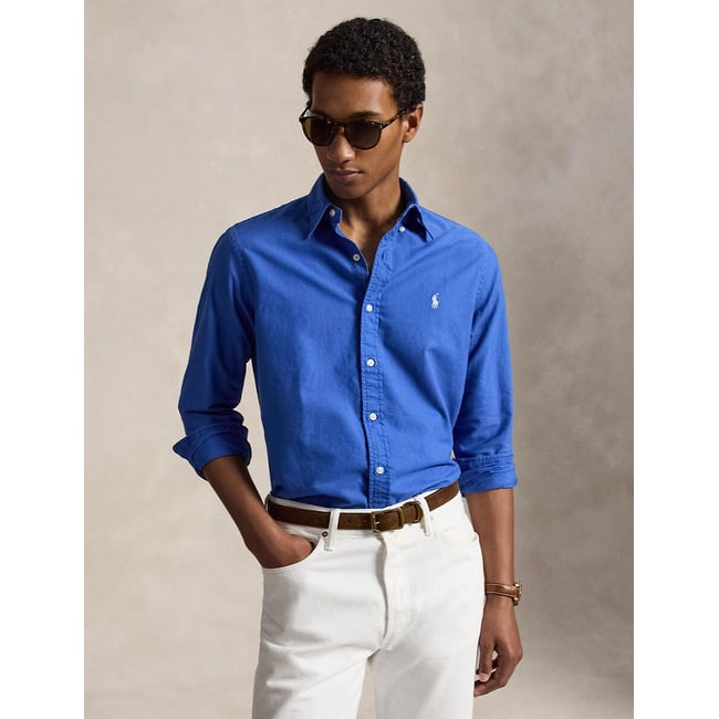 Fitted Garment-Dyed Shirt in Oxford Cotton - POLO RALPH LAUREN