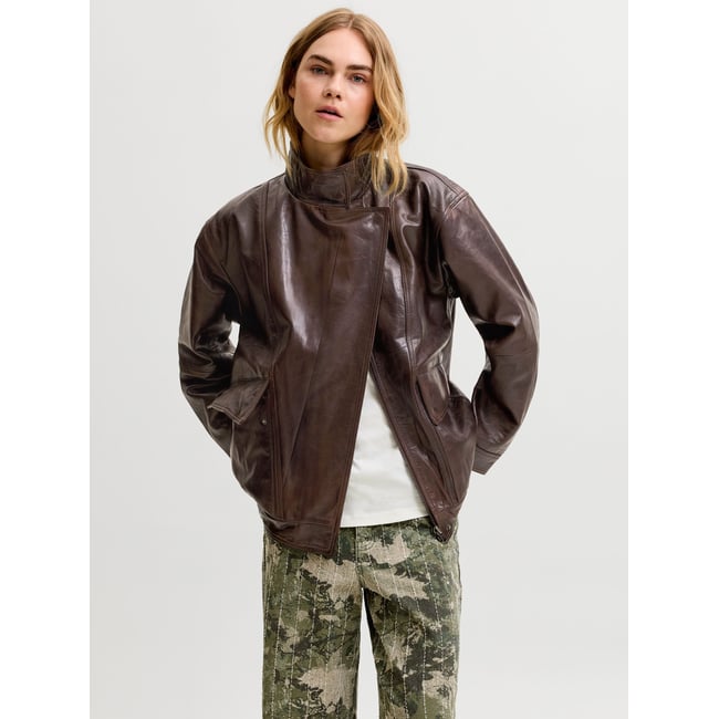 Veste En Cuir pecan brown <span itemprop=