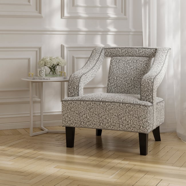 Giulia Textured Chenille Cutaway Accent Chair, grey jacquard, ÉDITÉ