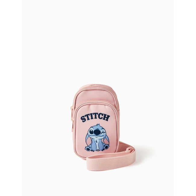 Sac téléphone avec imprimé Stitch et bandoulière réglable rose <span itemprop=