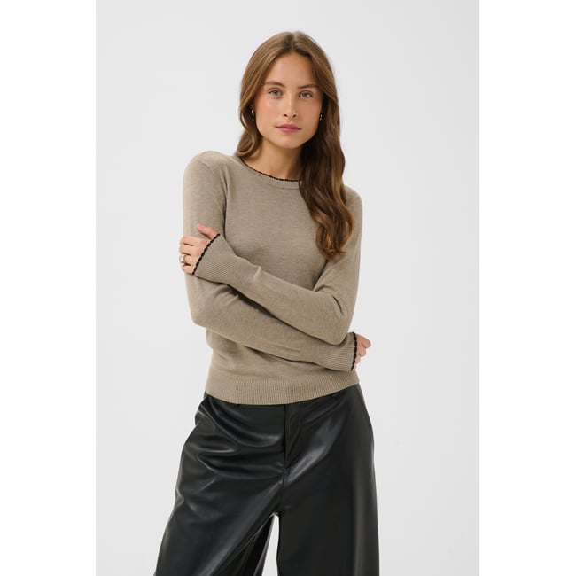 Pullover tricoté beige desert taupe melange <span itemprop=