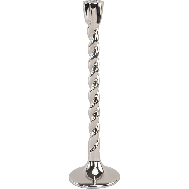 Bougeoir torsadé en aluminium Couleur argenté <span itemprop=