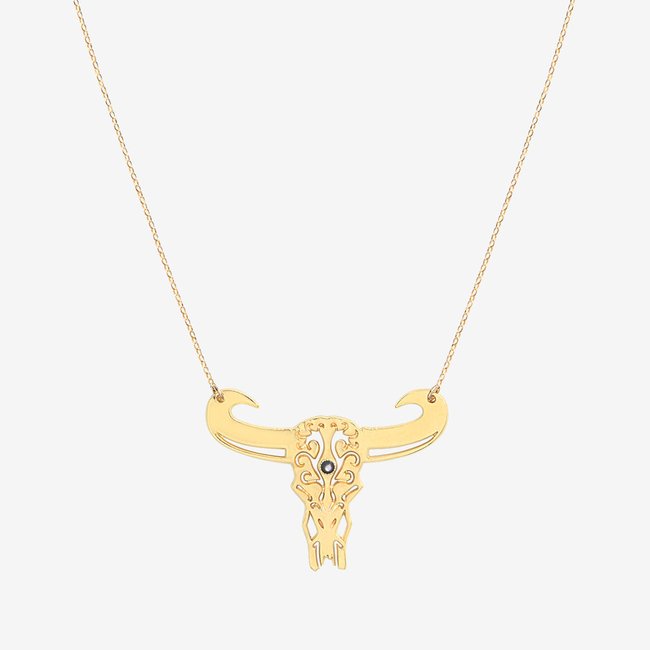 Collier doré buffle petit modele nacre grise - tatoo gris <span itemprop=