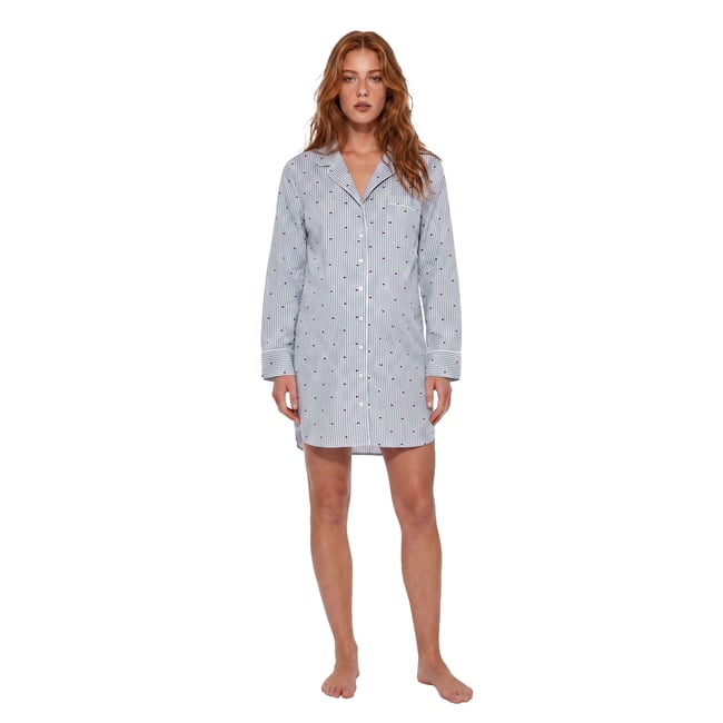 Chemise de nuit grossesse allaitement bleu ciel <span itemprop=