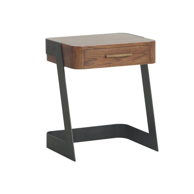 Chevet en chêne massif et métal SCARLETT Couleur bois foncé <span itemprop=