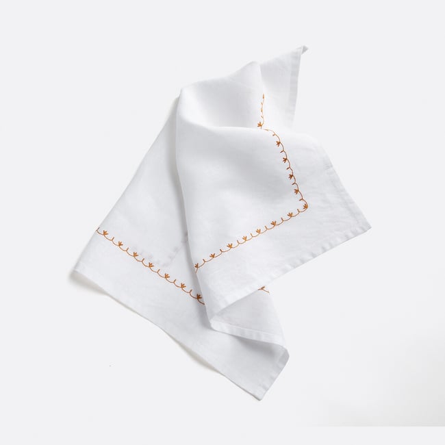 Lot de 2 serviettes de table en lin brodé, Mynia blanc LA REDOUTE INTERIEURS