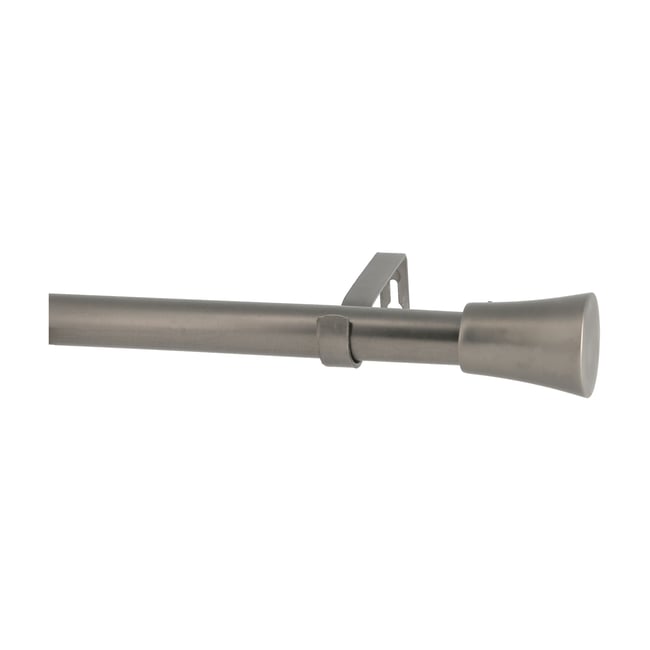 Kit tringle à rideaux extensible D28/25 à pommeaux en métal argent <span itemprop=