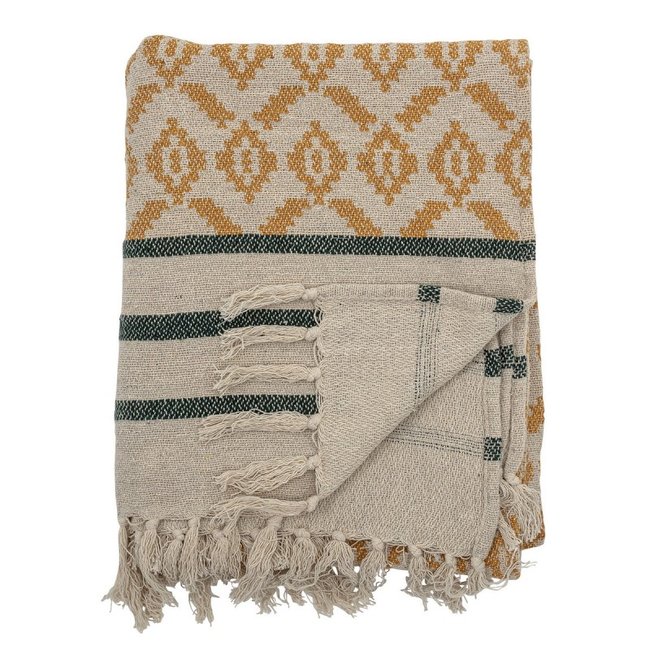 Plaid coton recyclé  FINI jaune <span itemprop=