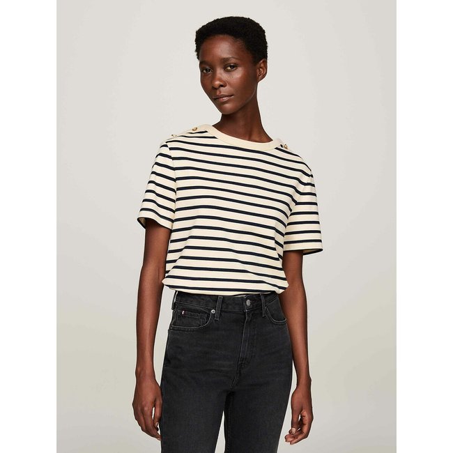T-shirt a righe girocollo a maniche corte rigato blu TOMMY HILFIGER
