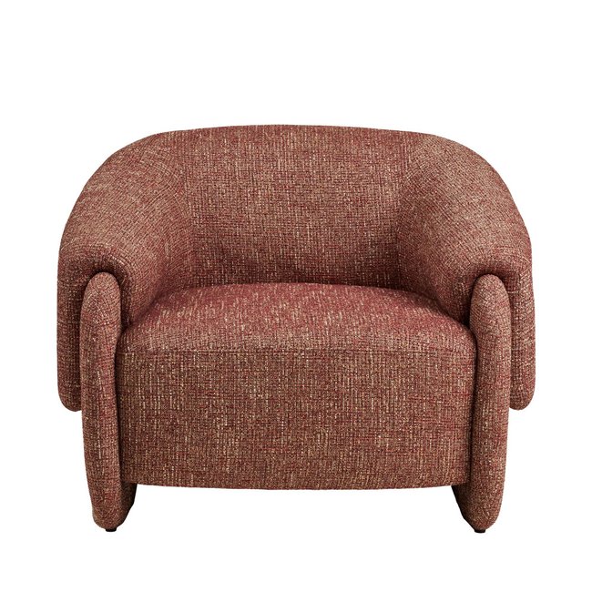 Fauteuil lounge en tissu chiné - HAMILTONY Couleur bordeaux chiné <span itemprop=