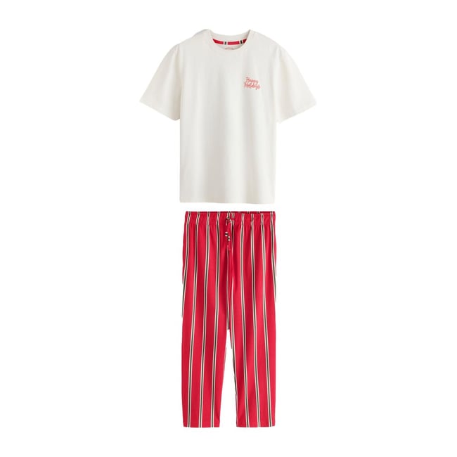 Pyjama à rayures collection famille noël rouge/blanc <span itemprop=