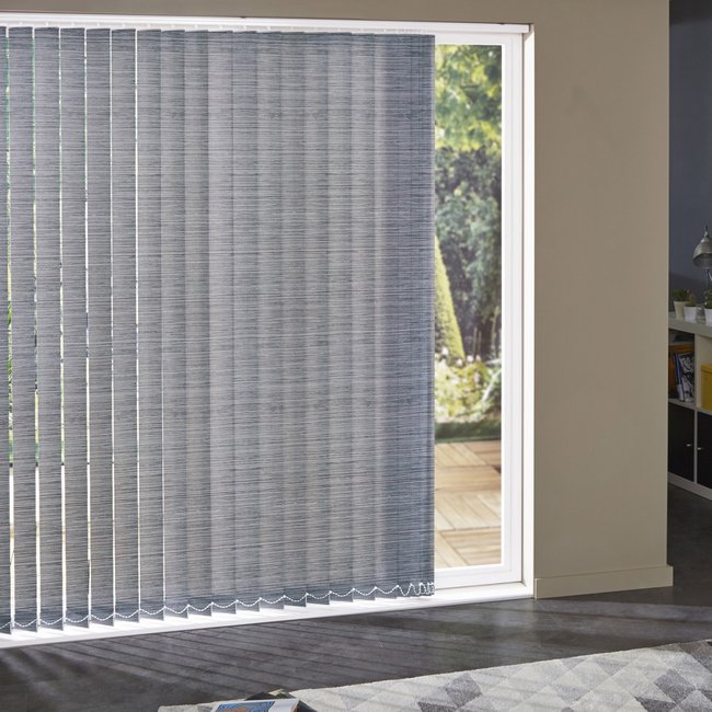 Lot de 5 lamelles verticales 89mm rayées pour store californien gris et noir <span itemprop=
