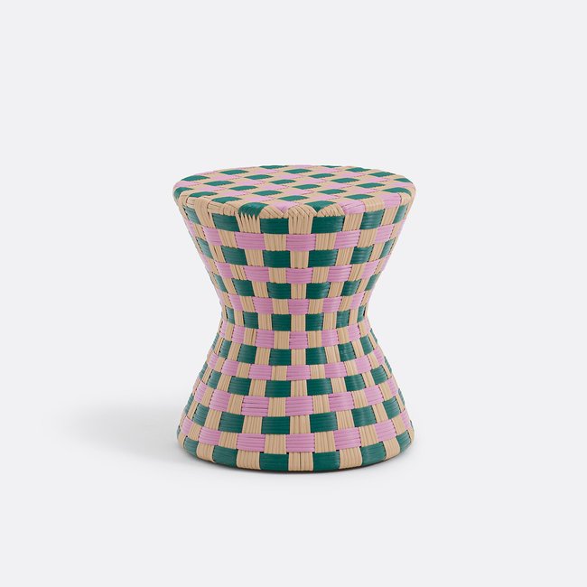 Beistelltisch Bianca, Stahl und Kunstharzgeflecht rosa kariert LA REDOUTE INTERIEURS