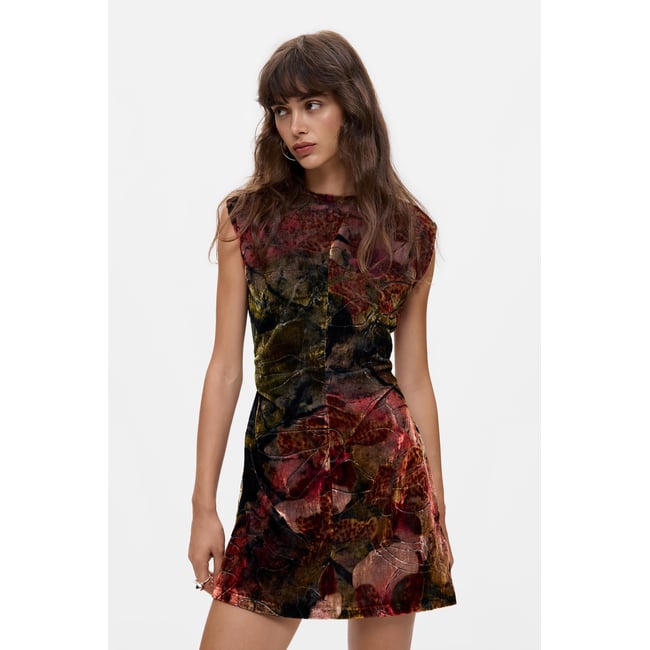 Robe en velours à fleurs M. C. Lacroix rose <span itemprop=