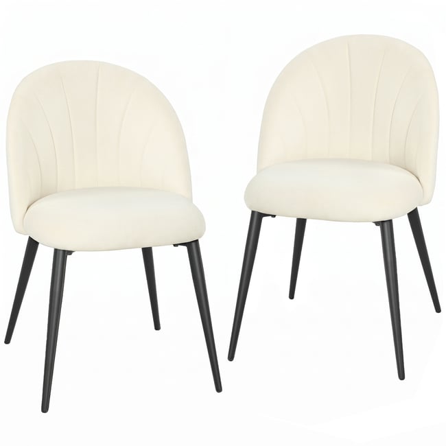 Chaise de salle à manger Velours (100 % crème <span itemprop=