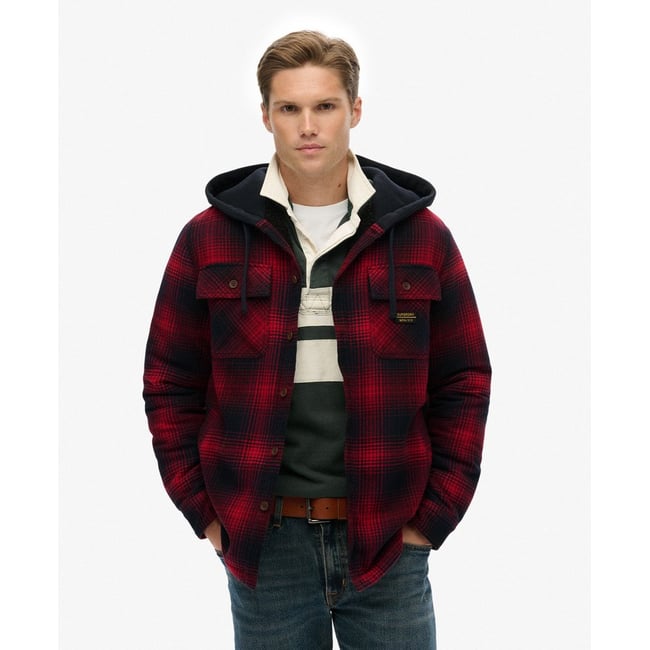 Chemise à capuche et à carreaux Surplus dégradé rouge over <span itemprop=