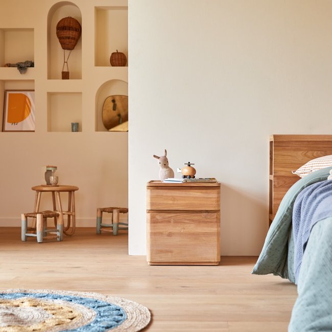 Chevet enfant en teck massif NINO Couleur naturel <span itemprop=