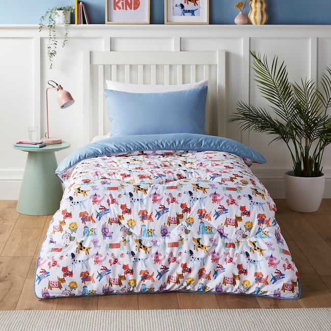 Junior X Eleanor Bowmer 10.5 Tog  Hapy Dogs Coverless Duvet Set, multi-coloured, NIGHT LARK