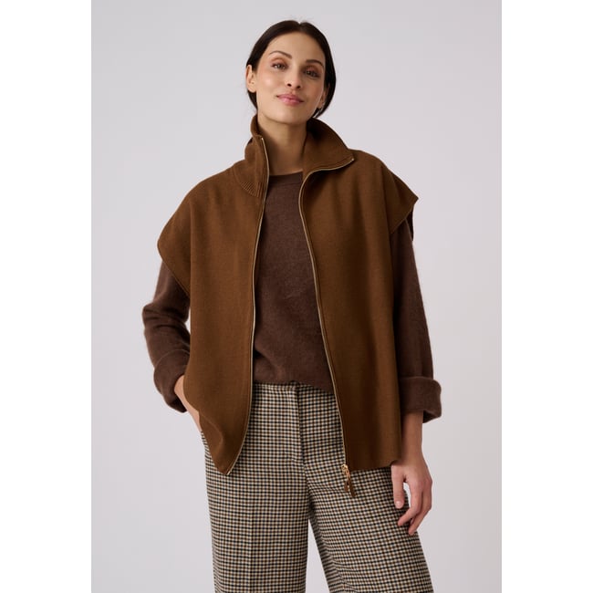 Gilet sans manches zippé Thermolactyl marron chocolat <span itemprop=