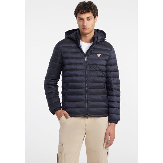 Doudoune En Nylon À Capuche bleu foncé <span itemprop=