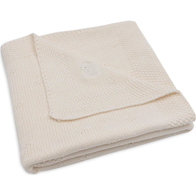 Couverture en tricot ecru <span itemprop=