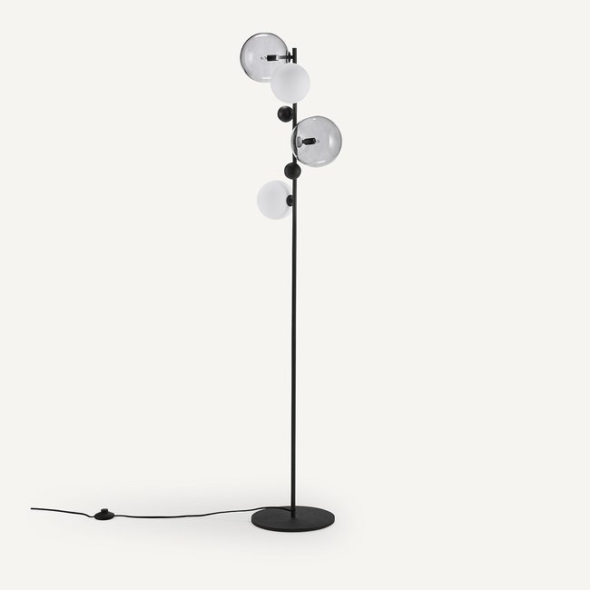 Stehlampe Bullesco, Glas und Metall rauchglas <span itemprop=