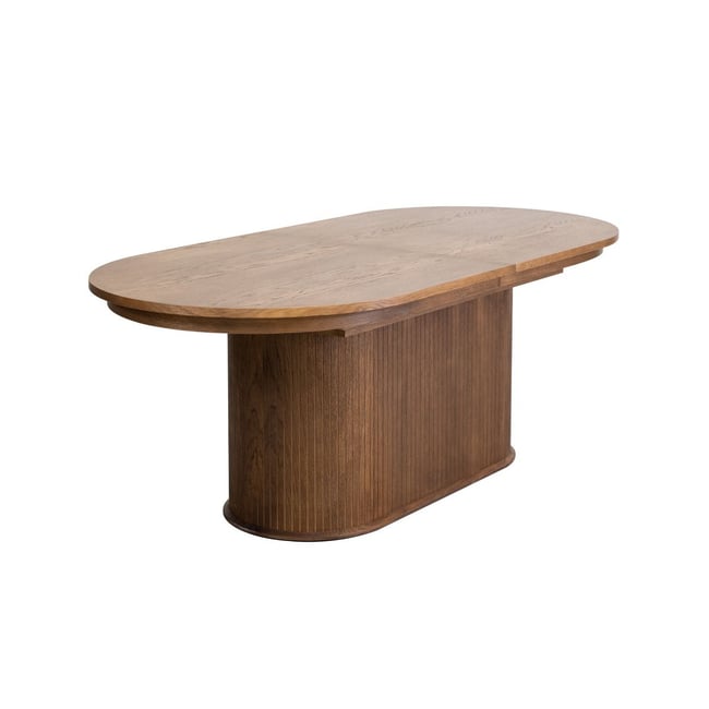 Table à manger extensible 210 à 270 cm MALMOUSQUE placage chêne massif Couleur marron foncé <span itemprop=