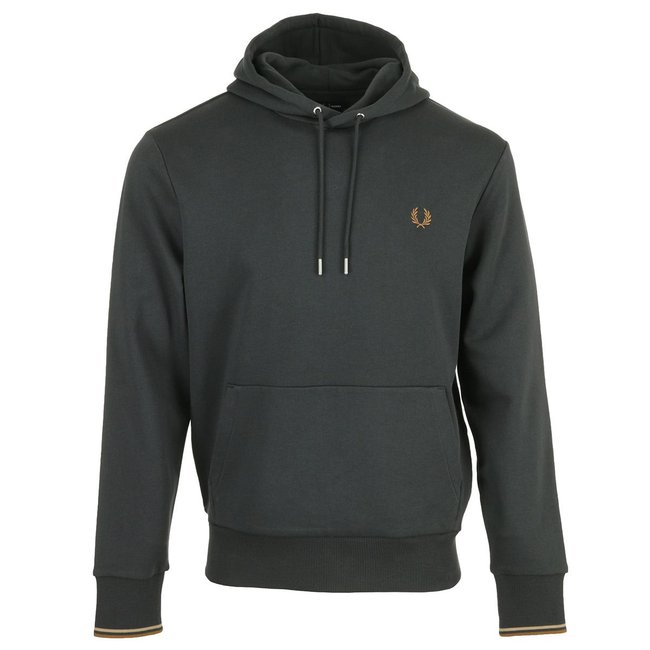 Tipped Hooded Sweatshirt anchor grey dark caramel <span itemprop=