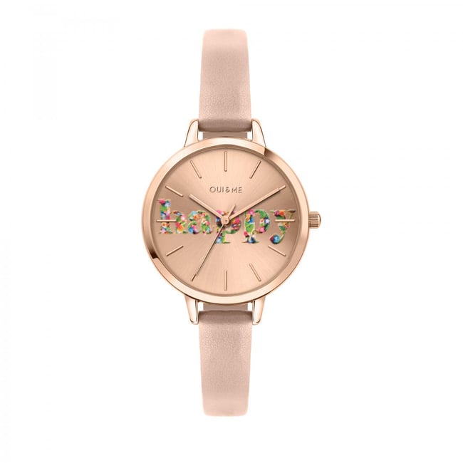 Montre Analogique En Acier Fleurette rose <span itemprop=