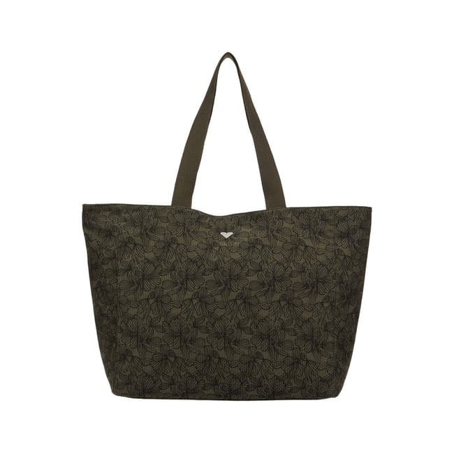 Sac tote en velours côtelé FEELING VIBES PRINTED. vert beetle <span itemprop=