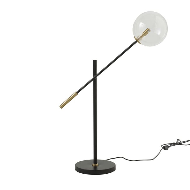 Lampe à poser boule en verre L 72cm x H 85cm Couleur noir <span itemprop=