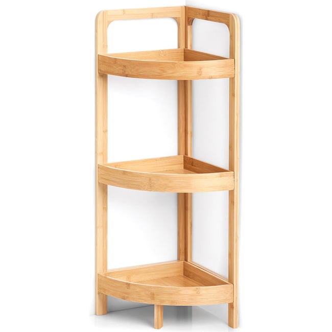 Étagère d'angle salle de bain bambou BATTIE Couleur brun <span itemprop=