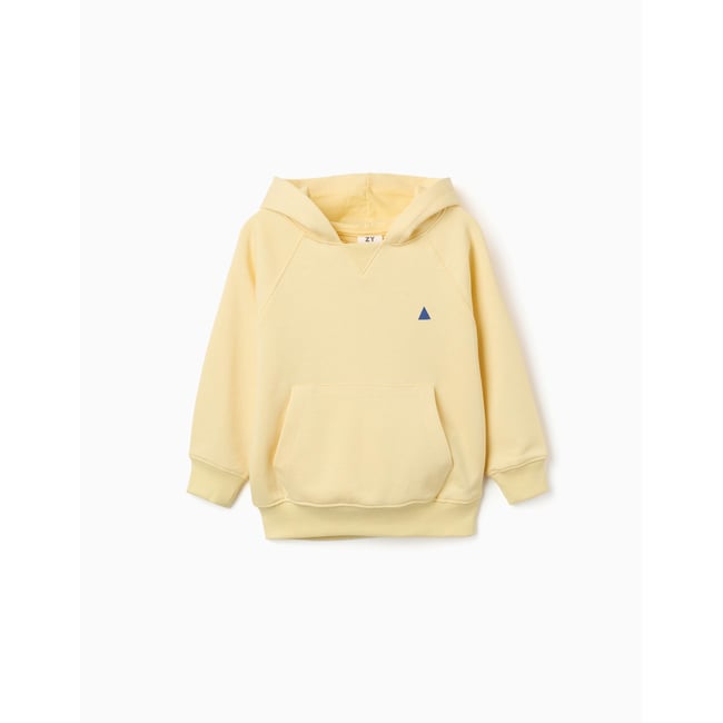 Sweat en coton avec capuche et poche kangourou jaune <span itemprop=