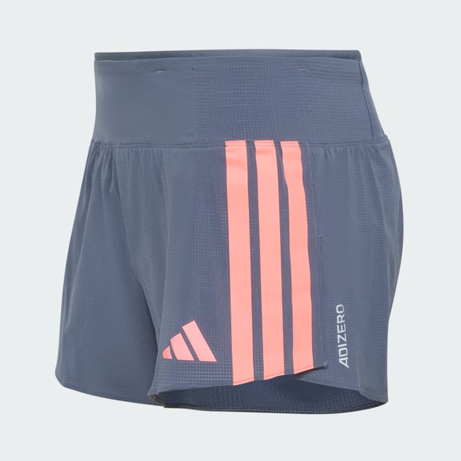 Short de running, slim, ADIZERO gris/rouge <span itemprop=